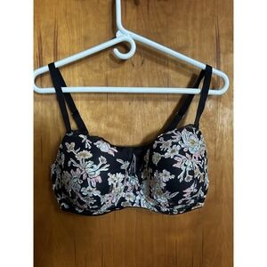 Victoria's Secret Black Floral 38DD Dream Angels Bra VS